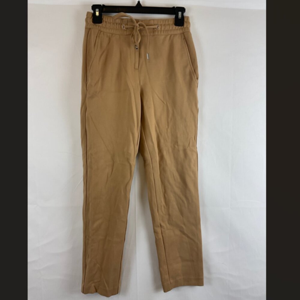 Reiss Eve Pull On Pants US 0 Tan Elastic Tie Waist Skinny Leg Pockets